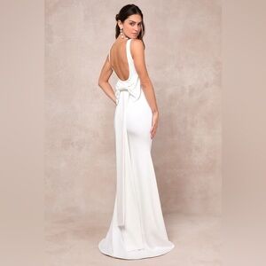 Lulus Loving Fate White Bow Square Neck Backless
Maxi Dress